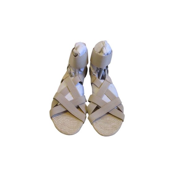 CL by Laundry Beige Taupe Low Gladiator Faux Lizard Zip Sandals - NWOB - Picture 2 of 7